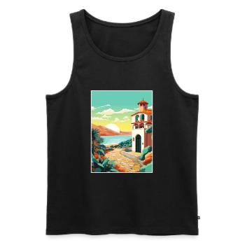 Costa Brava Spanien Vintage Reiseposter Souvenir - Männer Premium Bio Tank Top - Schwarz - Vorne - AI Model Male 178 light (178cm)