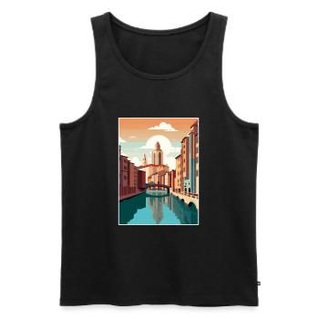 Girona Spain Vintage Travel Poster WPA Souvenir - Men's Premium Organic Tank Top - black - Front - Michal (187cm)
