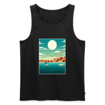Ibiza Spanien Vintage Reiseposter WPA Souvenir - Männer Premium Bio Tank Top - Schwarz - Vorne - Michal (187cm)