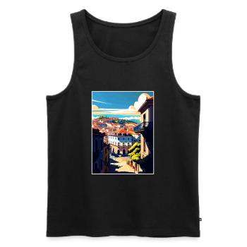 Viseu Portugal Vintage voyage affiche WPA Souvenir - Débardeur bio Premium Homme - noir - Devant - Michal (187cm)