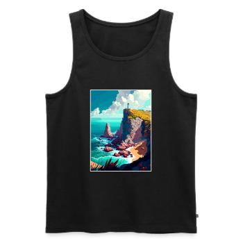Cabo Da Roca Portugal Affiche de voyage Vintage WPA - Débardeur bio Premium Homme - noir - Devant - AI Model Male 178 light (178cm)