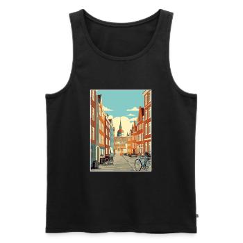 Copenhague Danemark Vintage voyage affiche Souvenir - Débardeur bio Premium Homme - noir - Devant - Michal (187cm)