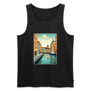 Copenhague Danemark Vintage voyage affiche Souvenir - Débardeur bio Premium Homme - noir - Devant - Michal (187cm)