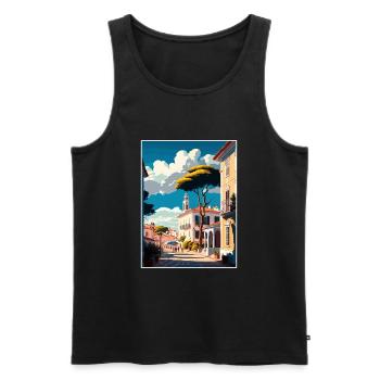 Tomar Portugal Vintage voyage affiche WPA Souvenir - Débardeur bio Premium Homme - noir - Devant - Michal (187cm)