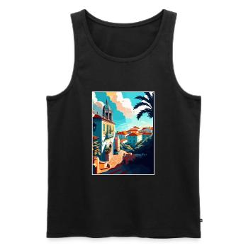 Sintra Portugal Vintage voyage affiche WPA Souvenir - Débardeur bio Premium Homme - noir - Devant - Michal (187cm)