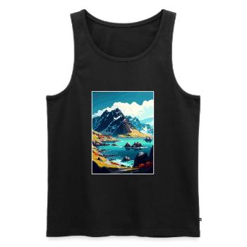 Lofoten Norwegisches Vintage-Reiseposter - Männer Premium Bio Tank Top - Schwarz - Vorne - Michal (187cm)