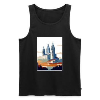 Santiago De Compostela Spain Vintage Travel Poster - Men's Premium Organic Tank Top - black - Front - AI Model Male 178 light (178cm)