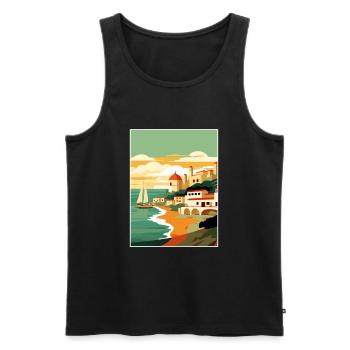 Costa De La Luz Espagne Vintage Voyage Poster WPA - Débardeur bio Premium Homme - noir - Devant - Michal (187cm)