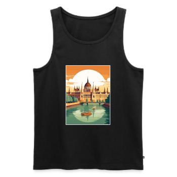 Budapest Hungary Vintage Travel Poster Souvenir - Men's Premium Organic Tank Top - black - Front - Michal (187cm)