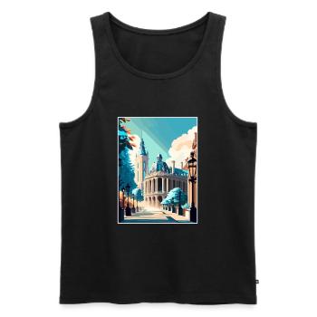 Brussels Belgium Vintage Travel Poster Souvenir - Men's Premium Organic Tank Top - black - Front - Michal (187cm)