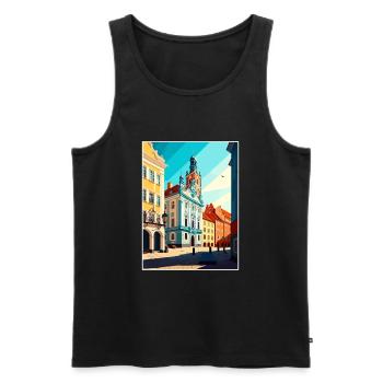 Czestochowa Pologne Vintage voyage affiche Souvenir - Débardeur bio Premium Homme - noir - Devant - Michal (187cm)