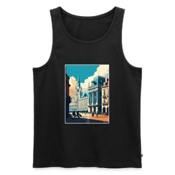 Brussels Belgium Vintage Travel Poster Souvenir - Men's Premium Organic Tank Top - black - Front - Michal (187cm)