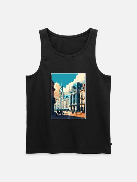 Bruxelles Belgique Vintage Travel Poster Souvenir - Débardeur bio Premium Homme - noir