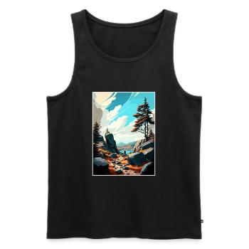 Pieninski Pologne Vintage voyage affiche Souvenir - Débardeur bio Premium Homme - noir - Devant - Michal (187cm)