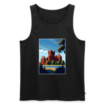 Château de Malbork Pologne Vintage voyage affiche WPA - Débardeur bio Premium Homme - noir - Devant - AI Model Male 178 light (178cm)