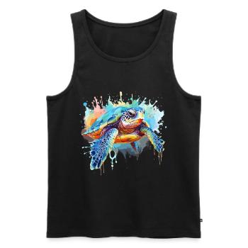 Turtle, watercolor turtle, splash - Men's Premium Organic Tank Top - black - Front - Michal (187cm)