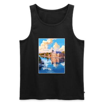 Naantali Finlande Vintage voyage affiche Souvenir - Débardeur bio Premium Homme - noir - Devant - Michal (187cm)