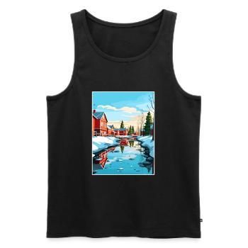 Oulu Finlande Vintage voyage affiche WPA Souvenir - Débardeur bio Premium Homme - noir - Devant - Michal (187cm)