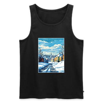 Lahti Finland Vintage Travel Poster WPA Souvenir - Men's Premium Organic Tank Top - black - Front - AI Model Male 178 light (178cm)
