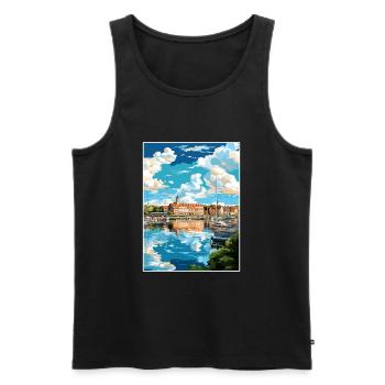 Vaasa Finlande Vintage voyage affiche WPA Souvenir - Débardeur bio Premium Homme - noir - Devant - AI Model Male 178 light (178cm)