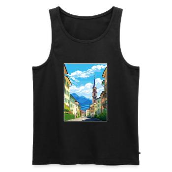 Bolzano Italie Vintage voyage affiche WPA Souvenir - Débardeur bio Premium Homme - noir - Devant - AI Model Male 178 light (178cm)
