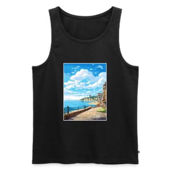 Saint Malo France Vintage Travel Poster Souvenir - Men's Premium Organic Tank Top - black - Front - Michal (187cm)