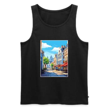 Lille France Vintage Voyage Affiche WPA Souvenir - Débardeur bio Premium Homme - noir - Devant - Michal (187cm)