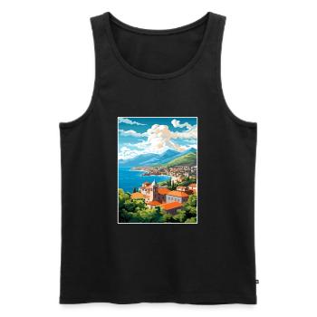 Budva Monténégro Vintage voyage affiche Souvenir - Débardeur bio Premium Homme - noir - Devant - Michal (187cm)