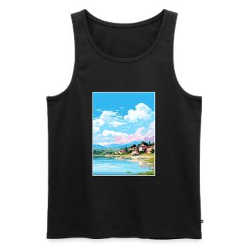 Lac Banyoles Espagne Ibiza Déco Affiche de voyage - Débardeur bio Premium Homme - noir - Devant - Michal (187cm)