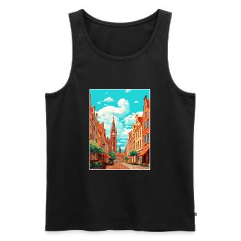 Danzig Polnische Ostseeküste Polen Reiseplakat - Männer Premium Bio Tank Top - Schwarz - Vorne - Michal (187cm)