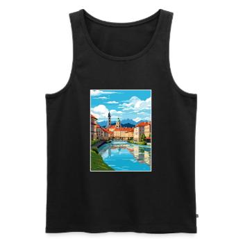 Ljubljana Slovénie Vintage voyage affiche Souvenir - Débardeur bio Premium Homme - noir - Devant - Michal (187cm)