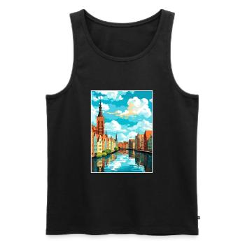Danzig Polnische Ostseeküste Polen Reiseplakat - Männer Premium Bio Tank Top - Schwarz - Vorne - Michal (187cm)