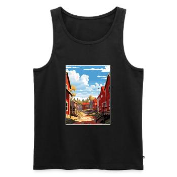Porvoo Finlande Vintage voyage affiche WPA Souvenir - Débardeur bio Premium Homme - noir - Devant - Michal (187cm)