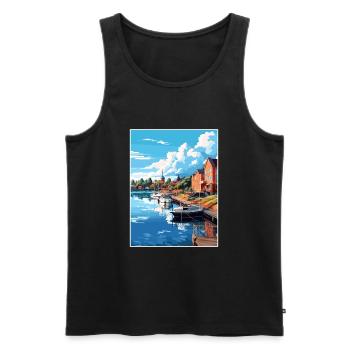 Vaasa Finlande Vintage voyage affiche WPA Souvenir - Débardeur bio Premium Homme - noir - Devant - AI Model Male 178 light (178cm)