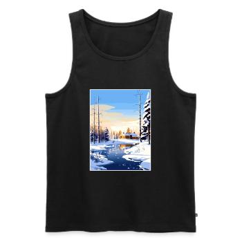 Rovaniemi Finlande Vintage voyage affiche Souvenir - Débardeur bio Premium Homme - noir - Devant - Michal (187cm)