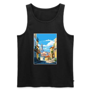 Vila Nova De Gaia Portugal Affiche de voyage Vintage - Débardeur bio Premium Homme - noir - Devant - AI Model Male 178 light (178cm)