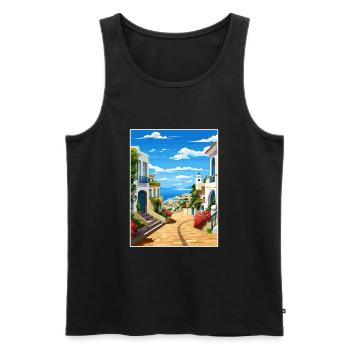 Albufeira Portugal Cascais Vintage Travel Poster - Men's Premium Organic Tank Top - black - Front - AI Model Male 178 light (178cm)