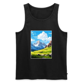 Affiche de voyage du parc national des Picos de Europa - Débardeur bio Premium Homme - noir - Devant - Michal (187cm)