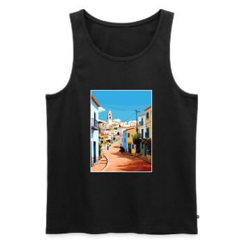Albufeira Portugal Cascais Vintage Travel Poster - Men's Premium Organic Tank Top - black - Front - AI Model Male 178 light (178cm)