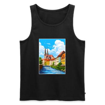 Ratisbonne Allemagne Vintage voyage affiche Souvenir - Débardeur bio Premium Homme - noir - Devant - Michal (187cm)
