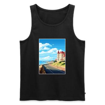 Biarritz France affiche de voyage vintage WPA Souvenir - Débardeur bio Premium Homme - noir - Devant - Michal (187cm)