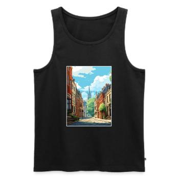 Lille France Vintage Voyage Affiche WPA Souvenir - Débardeur bio Premium Homme - noir - Devant - Michal (187cm)