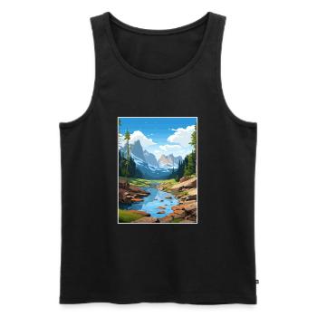 Nationalpark Aiguestortes Estany de Sant Maurici - Männer Premium Bio Tank Top - Schwarz - Vorne - Michal (187cm)