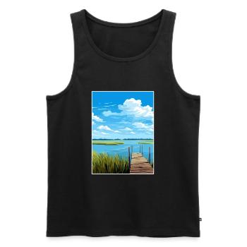 Lac Albufera Espagne Ibiza Déco Affiche de voyage - Débardeur bio Premium Homme - noir - Devant - Michal (187cm)