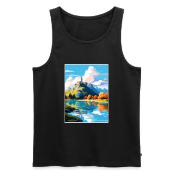 Bled Castle Slowenien Vintage Reiseplakat WPA Art - Männer Premium Bio Tank Top - Schwarz - Vorne - Michal (187cm)