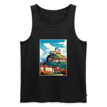 Ljubljana Slovénie Vintage voyage affiche Souvenir - Débardeur bio Premium Homme - noir - Devant - Michal (187cm)