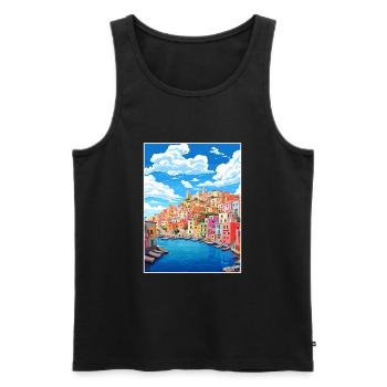 Ponza Italie affiche de voyage vintage WPA Souvenir - Débardeur bio Premium Homme - noir - Devant - Michal (187cm)