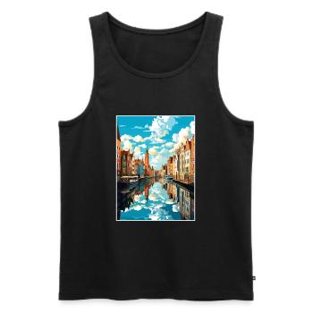 Reiseplakat Danzig, polnische Ostseeküste, Polen - Männer Premium Bio Tank Top - Schwarz - Vorne - Michal (187cm)