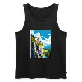 Château de Predjama Slovénie Lac de Bled Affiche de voyage - Débardeur bio Premium Homme - noir - Devant - AI Model Male 178 light (178cm)