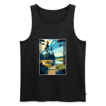 Bory Tucholskie Poland Vintage Travel Poster WPA - Men's Premium Organic Tank Top - black - Front - AI Model Male 178 light (178cm)